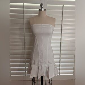 Urban Outfitters strapless white pleated mini dress